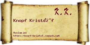 Knopf Kristóf névjegykártya